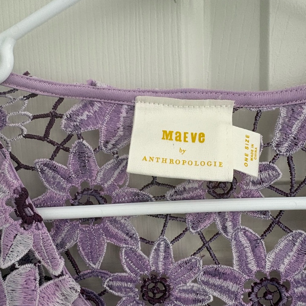Anthropologie Maeve Purple Floral Lace Top - Picture 2 of 4